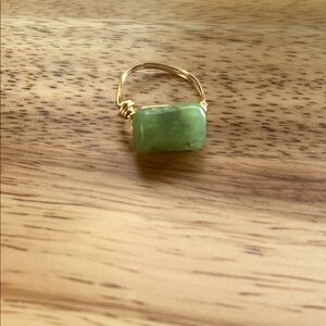 Chrysoprase Gold Wire Wrapped Ring
